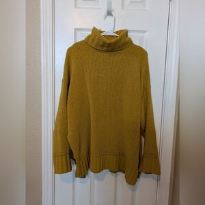 Cozy Mustard Yellow Aerie Turtleneck Sweater